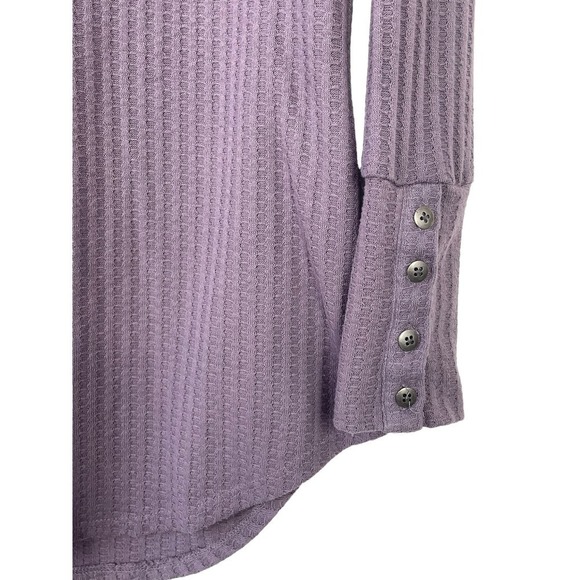 Chaser Waffle Knit Long Sleeve Thermal Mystic Purple Top Small Casual Cozy - Picture 6 of 8